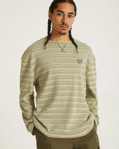 Striped Waffle Relaxed LS Tee - French Vanilla