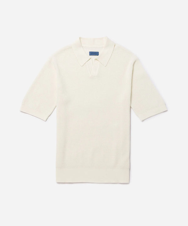Alex Merino Wool Open Placket Polo Dusty - Ivory
