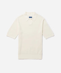 Alex Merino Wool Open Placket Polo Dusty - Ivory