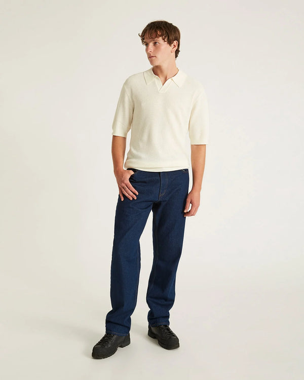 Alex Merino Wool Open Placket Polo Dusty - Ivory
