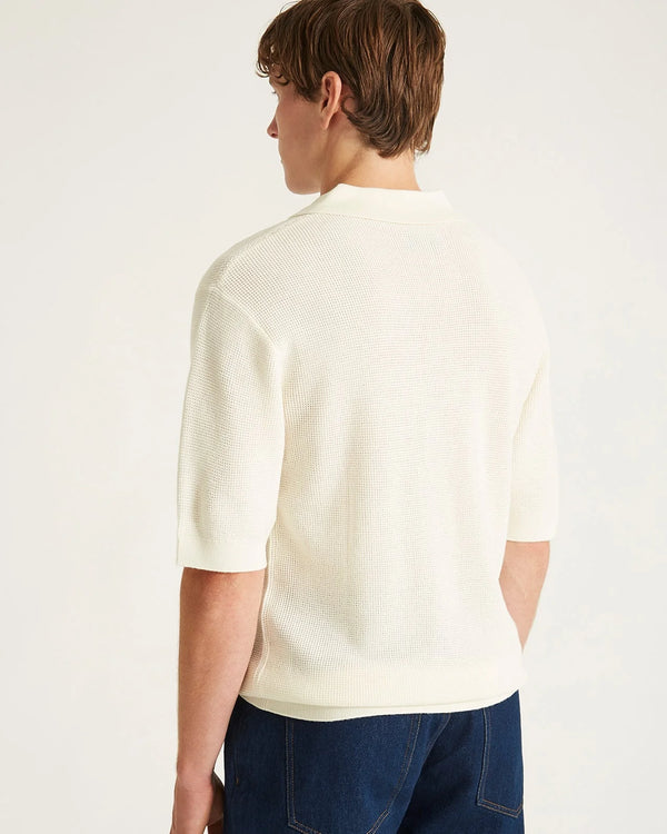 Alex Merino Wool Open Placket Polo Dusty - Ivory
