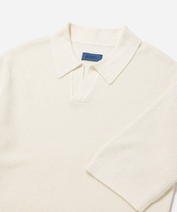 Alex Merino Wool Open Placket Polo Dusty - Ivory