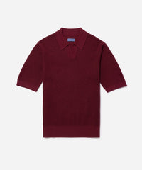 Alex Merino Wool Open Placket Polo Dusty - Rhubarb
