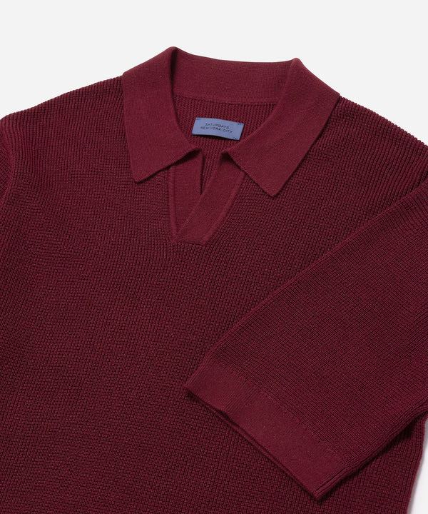Alex Merino Wool Open Placket Polo Dusty - Rhubarb