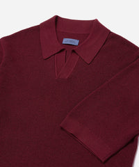 Alex Merino Wool Open Placket Polo Dusty - Rhubarb