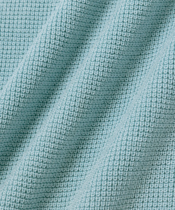 Alex Merino Wool Open Placket Polo Dusty - Turquoise