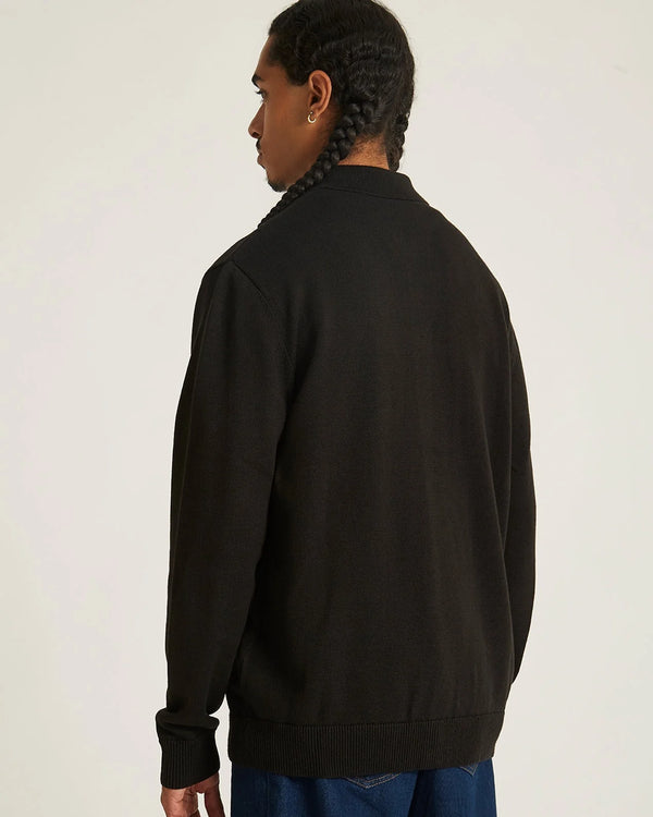 Jahmad Linen Long Sleeve Polo - Black