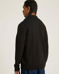 Jahmad Linen Long Sleeve Polo - Black