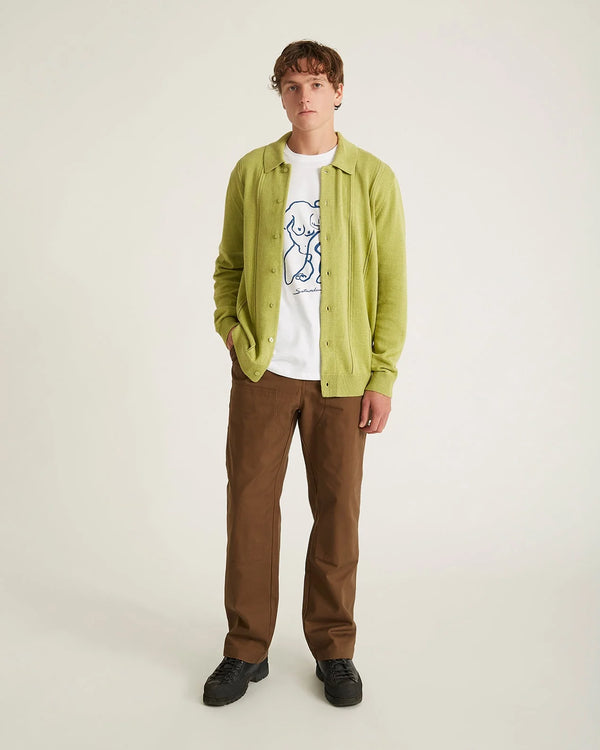 Jahmad Linen Long Sleeve Polo - Fern
