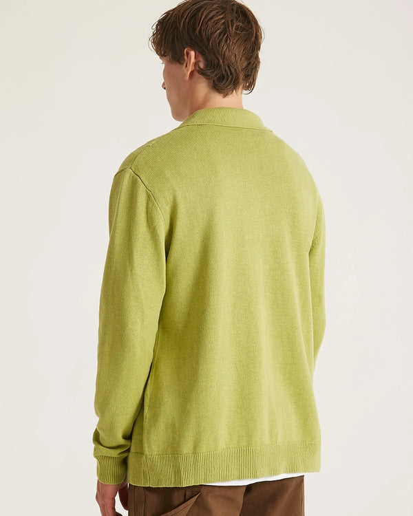 Jahmad Linen Long Sleeve Polo - Fern