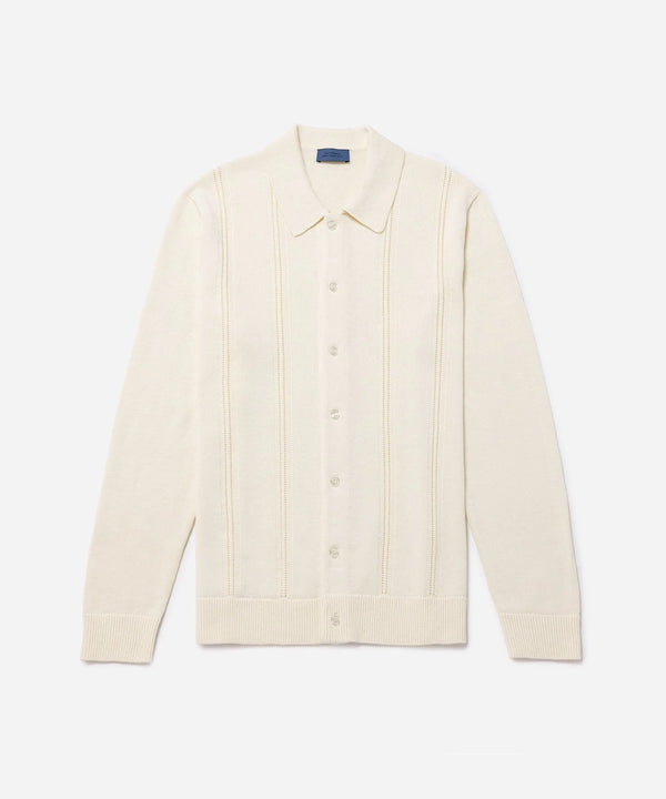 Jahmad Linen Long Sleeve Polo - Ivory