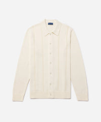 Jahmad Linen Long Sleeve Polo - Ivory