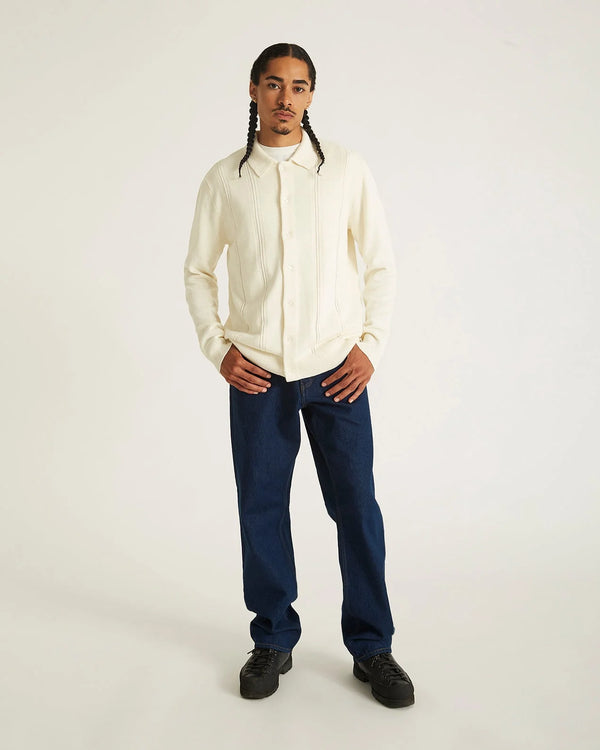 Jahmad Linen Long Sleeve Polo - Ivory
