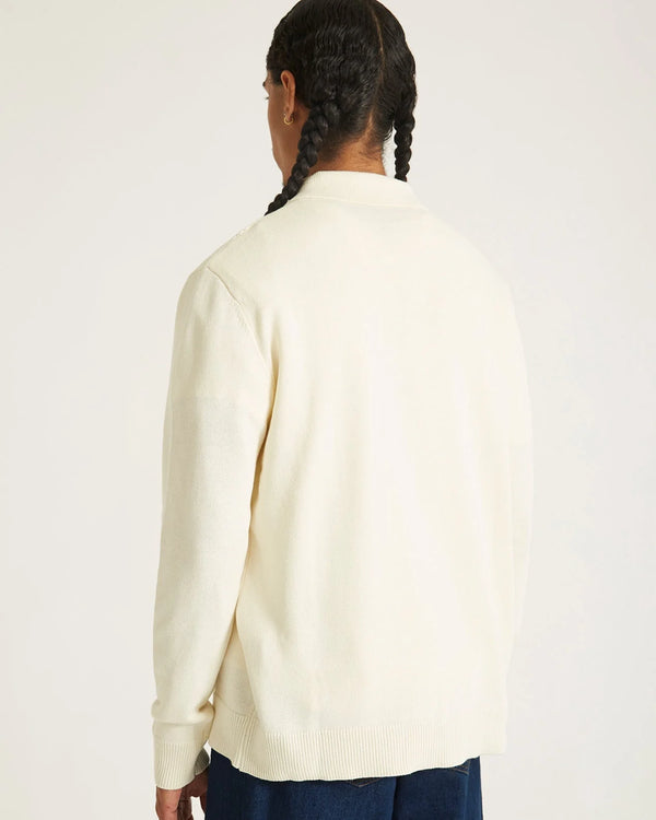 Jahmad Linen Long Sleeve Polo - Ivory