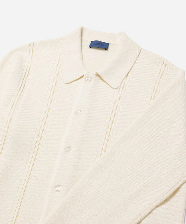 Jahmad Linen Long Sleeve Polo - Ivory