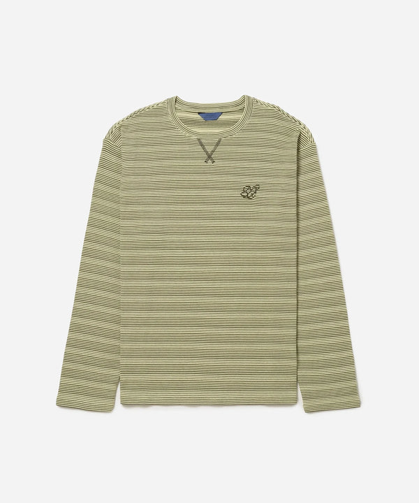 Striped Waffle Relaxed LS Tee - French Vanilla