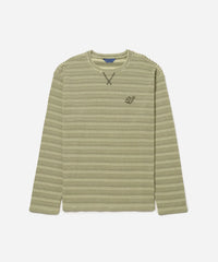 Striped Waffle Relaxed LS Tee - French Vanilla