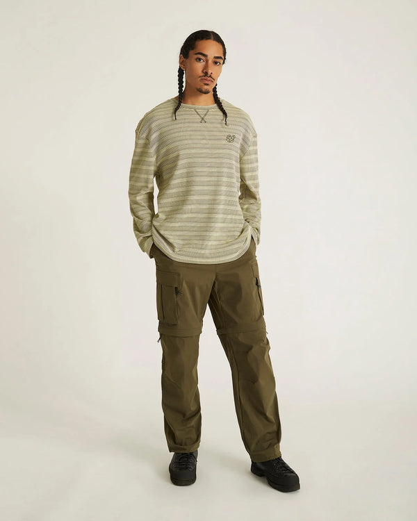 Striped Waffle Relaxed LS Tee - French Vanilla