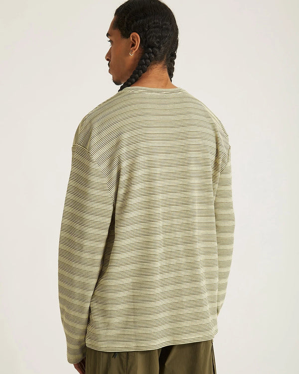 Striped Waffle Relaxed LS Tee - French Vanilla