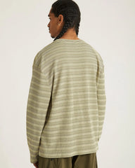 Striped Waffle Relaxed LS Tee - French Vanilla