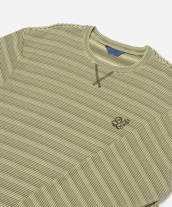 Striped Waffle Relaxed LS Tee - French Vanilla