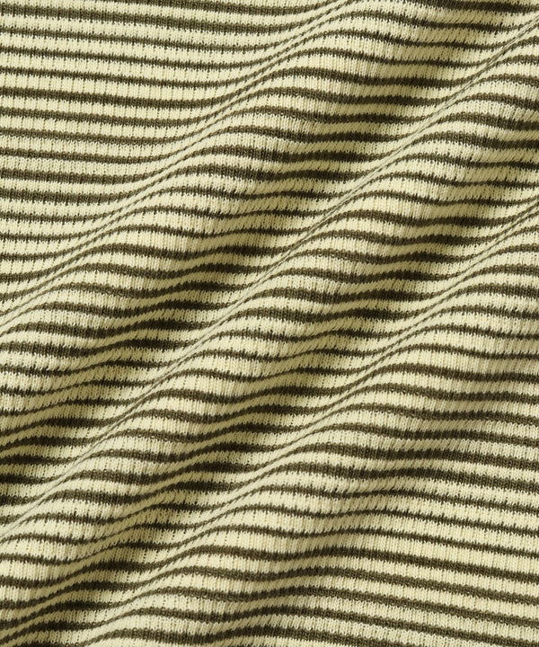Striped Waffle Relaxed LS Tee - French Vanilla