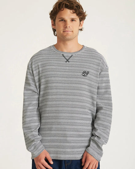 Striped Waffle Relaxed LS Tee - Bungee