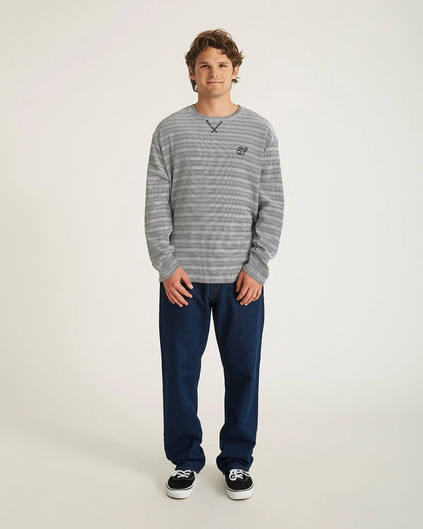 Striped Waffle Relaxed LS Tee - Bungee