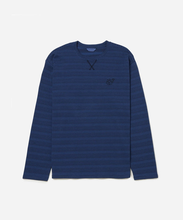Striped Waffle Relaxed LS Tee - Limoges
