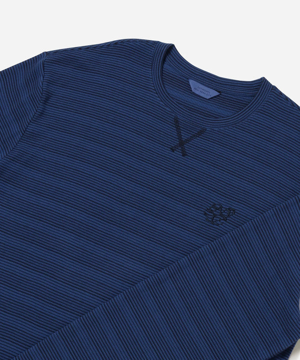 Striped Waffle Relaxed LS Tee - Limoges