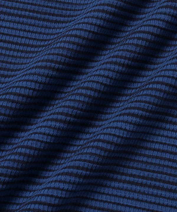 Striped Waffle Relaxed LS Tee - Limoges