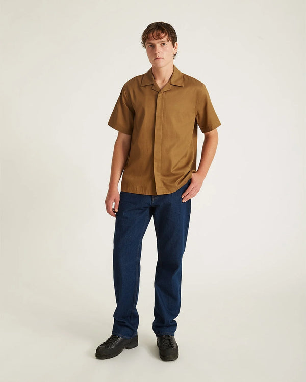 York Mini Houndstooth Short Sleeve Shirt - Camel
