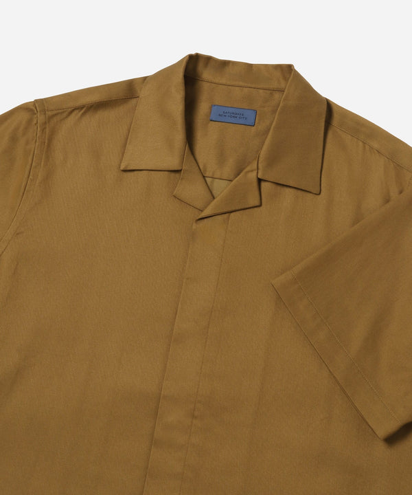 York Mini Houndstooth Short Sleeve Shirt - Camel